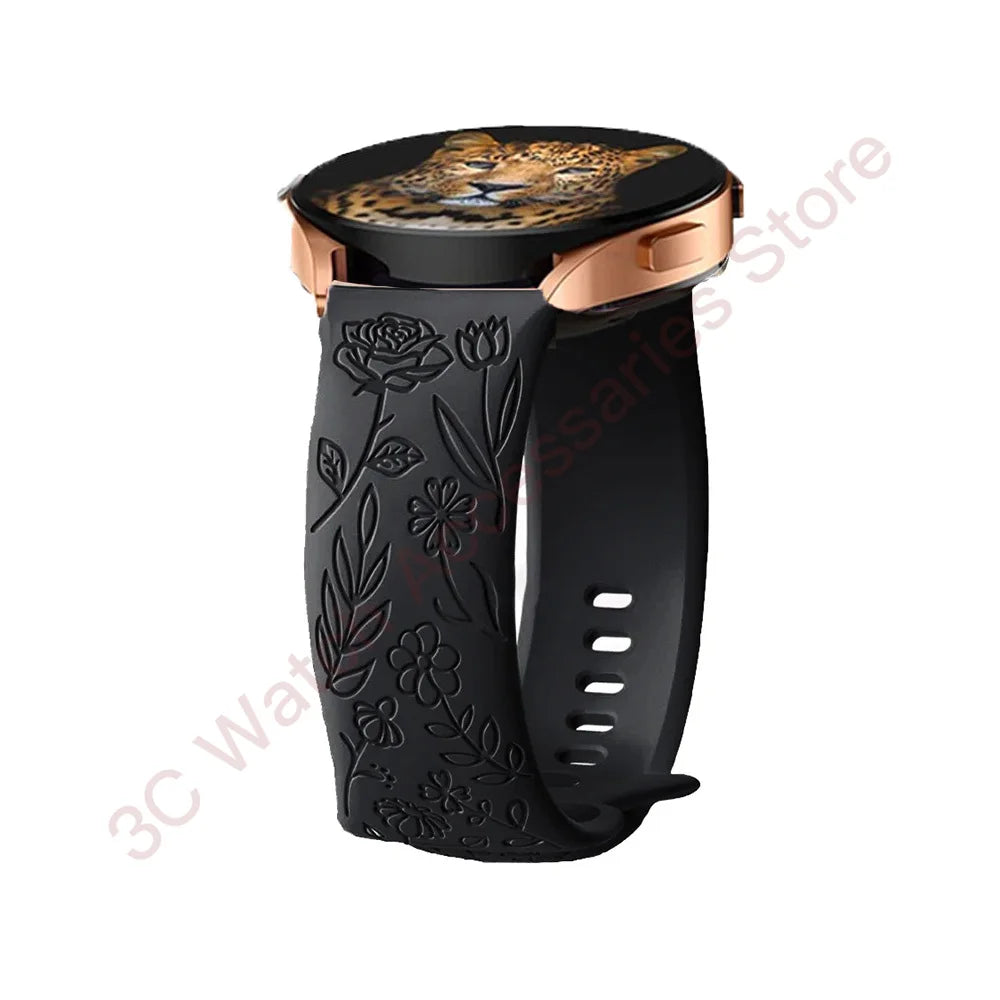 Garmin Rose Engraved Silicone Band in Black