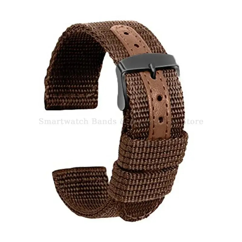 Textured Nylon Band with Center Detail in Brown / Black Buckle for compatible Huawei watches