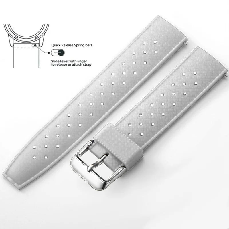 Tropic Silicone Band for Polar – White / Silver Buckle (Option 1)