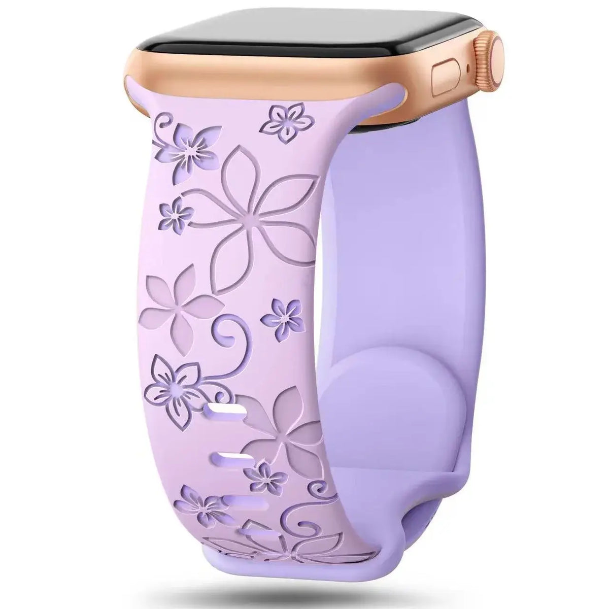 Lilac / Lavender two-tone floral silicone Apple Watch band