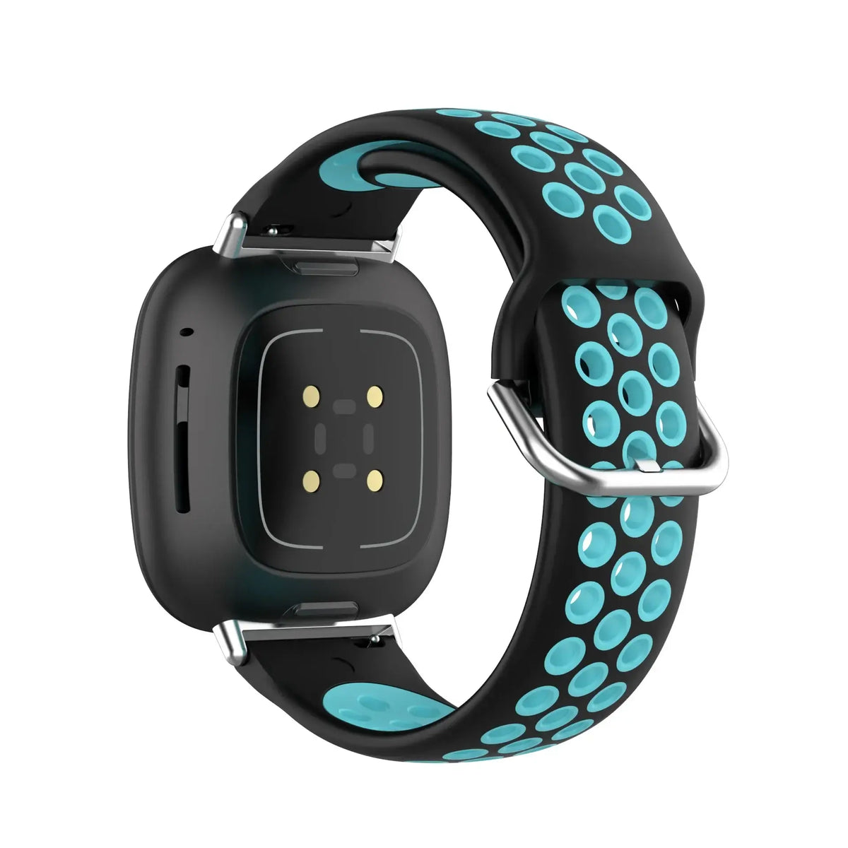 Fitbit Versa 3/4 & Sense 1/2 Two-Tone Perforated Band - Black / Aqua