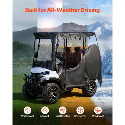 Golf Cart Enclosure for 2-Passenger Carts, Clear Windows