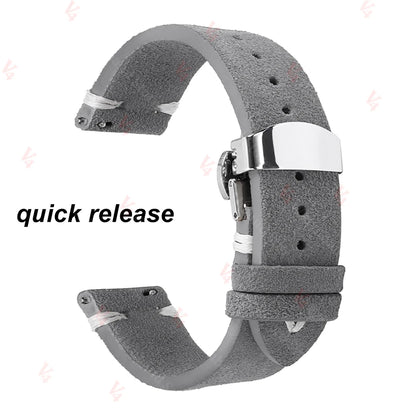 Garmin Suede Butterfly Clasp Band in Gray, White Stitching
