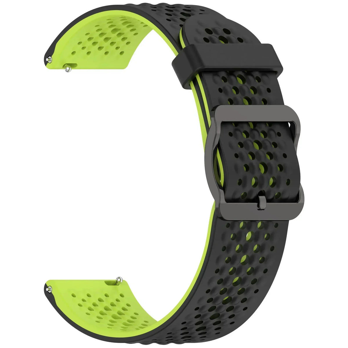 Perforated Silicone Buckle Band for Motorola Moto — Black / Lime Green