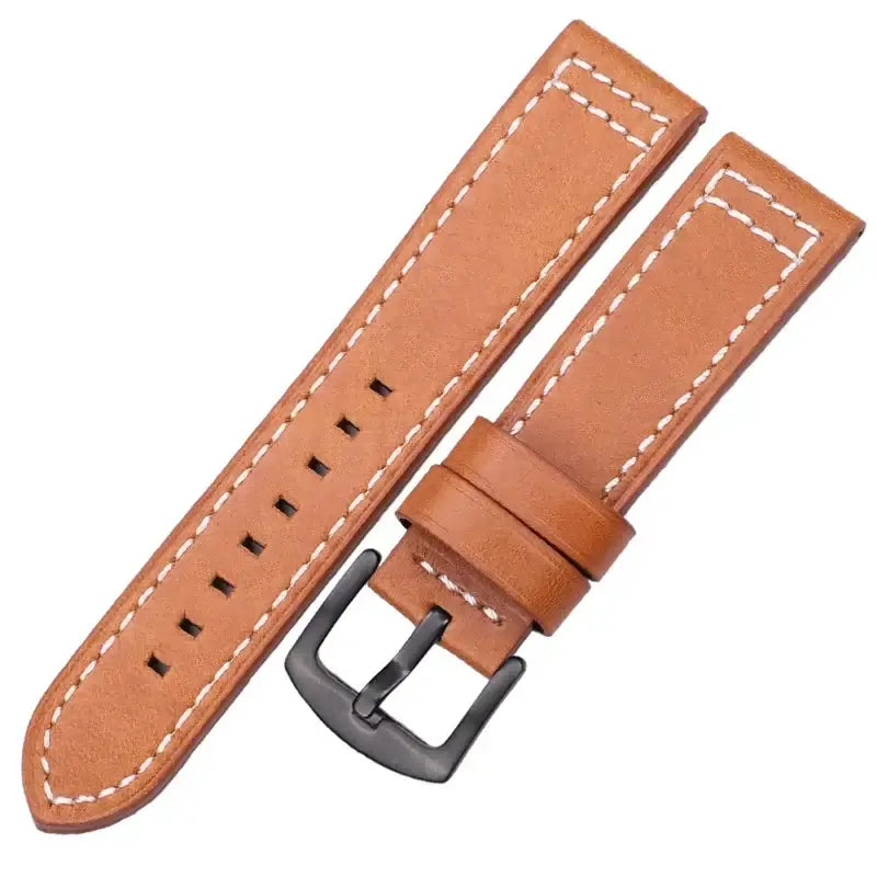 Samsung Galaxy Watch Box-Stitch Leather Band in Brown / Black Buckle