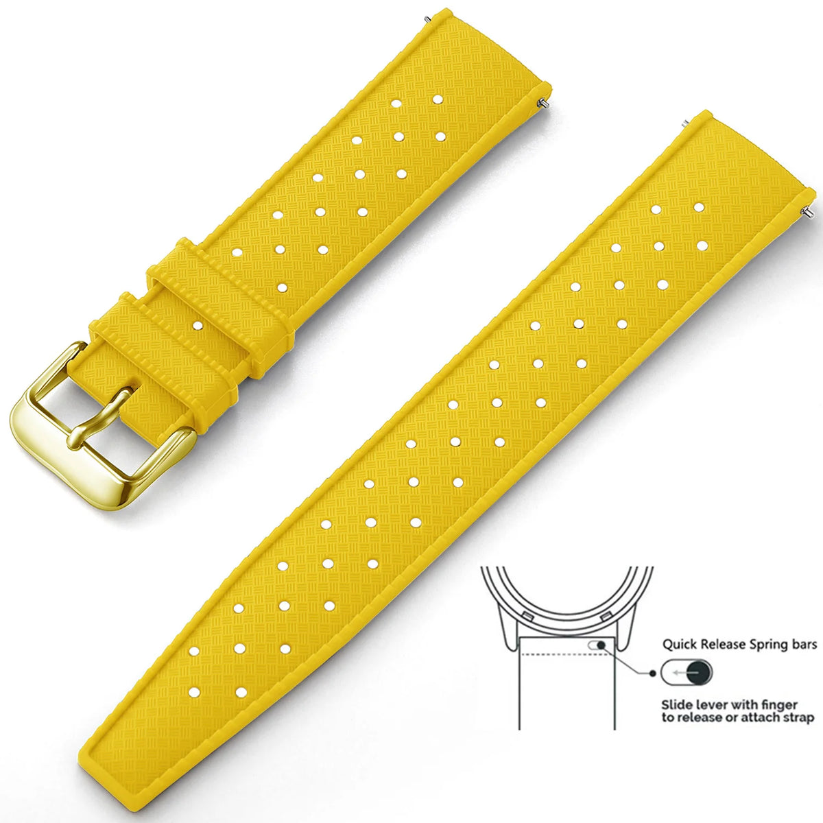 Tropic Silicone Band for Polar – Yellow / Gold Buckle