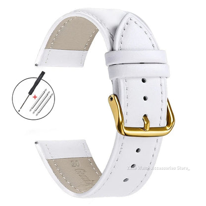 Slim Calfskin Band in White with Gold Buckle