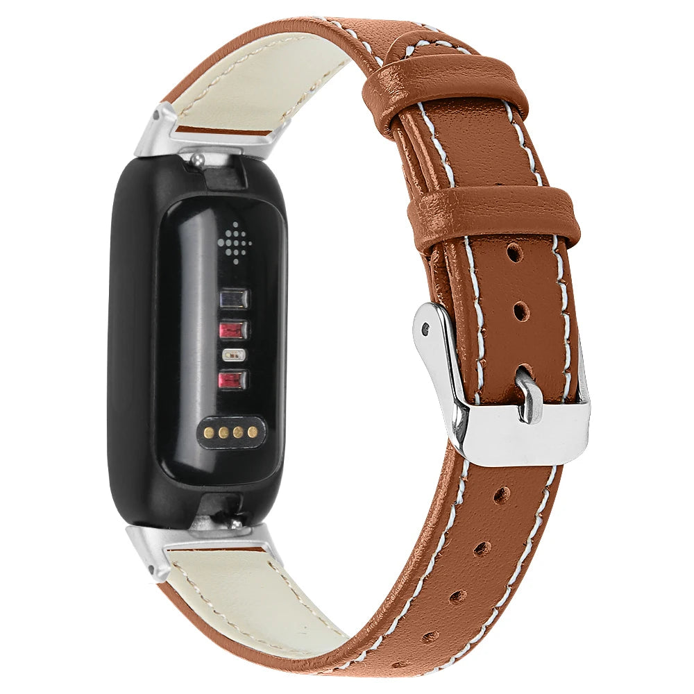 Fitbit Inspire 3 leather band strap, stylish and breathable smartwatch replacement strap.