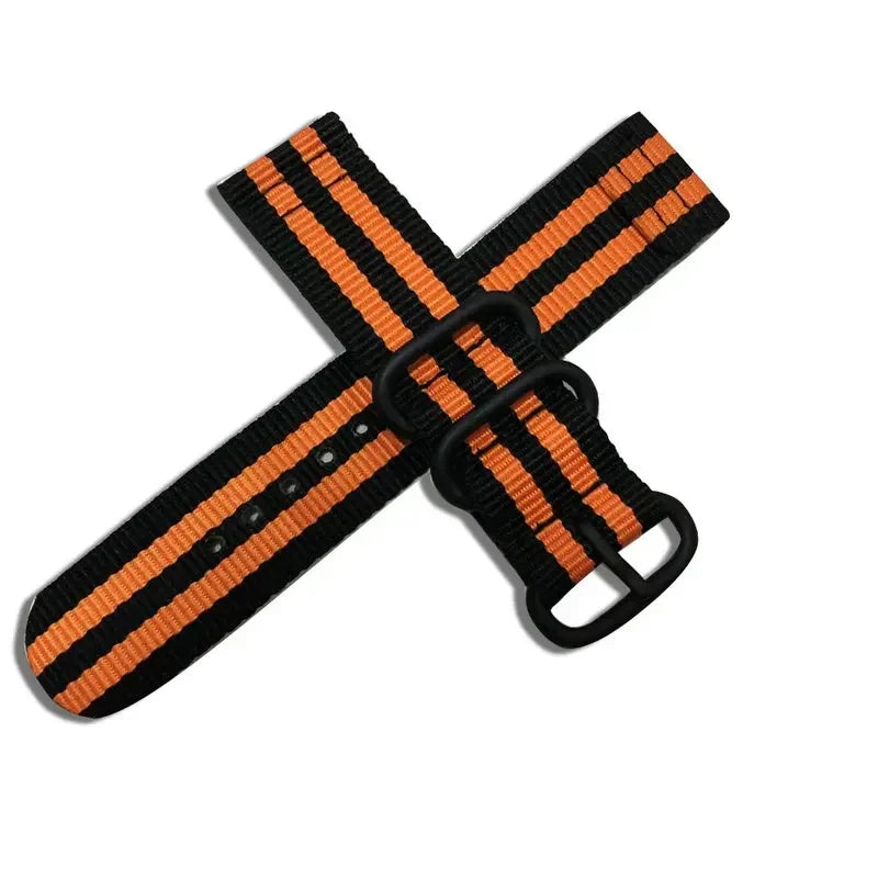 COROS Nylon Band with Metal Keepers – Black / Orange Stripes