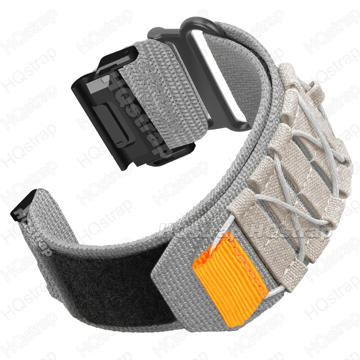 Garmin nylon strap in grey, durable military-style design for smartwatch replacement band.