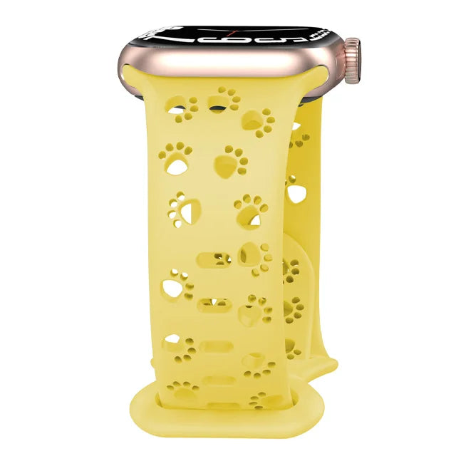 Paw Print Cutout Silicone Apple Watch Band in Yellow