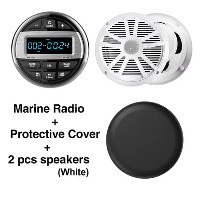 Golf Cart Bluetooth Stereo, Waterproof Marine Radio, Chrome Bezel