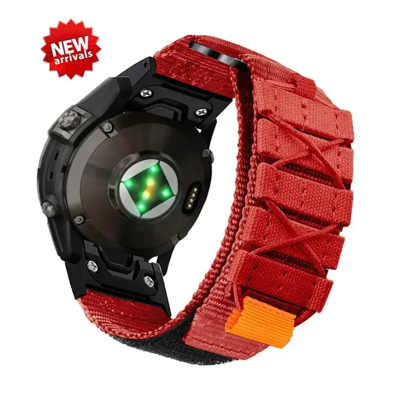 Garmin QuickFit Nylon Band with Crisscross Detail in Red