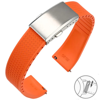Garmin FKM Rubber Band in Orange with Silver Clasp