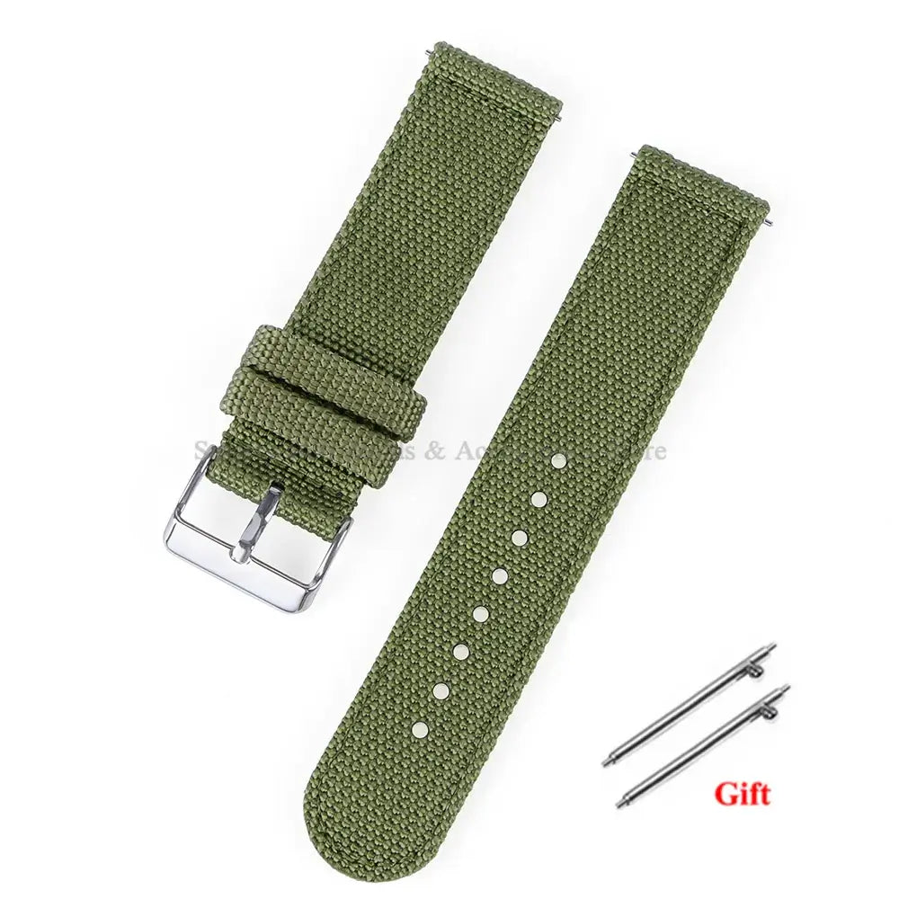 Suunto Woven Nylon Band with Buckle Options – Olive Green / Silver Buckle