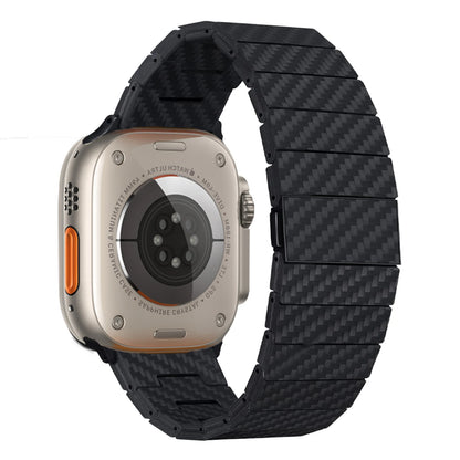 Apple Watch with sleek carbon fiber strap, showcasing modern style and durability for everyday use.