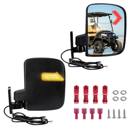 Golf Cart Side Mirrors with LED Turn Signals, Pair