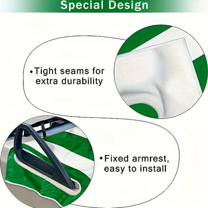 Striped Golf Cart Seat Towel Cover, Microfiber, Green and White