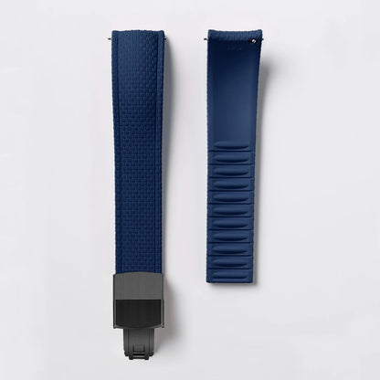 Garmin Curved-End FKM Rubber Band in Navy Blue with Black Clasp