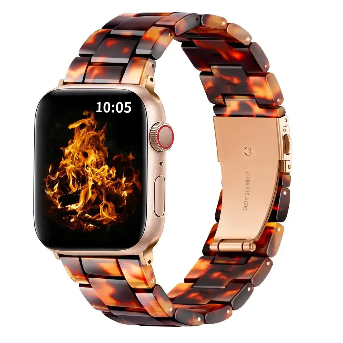 Amber Tortoiseshell resin Apple Watch band with folding clasp