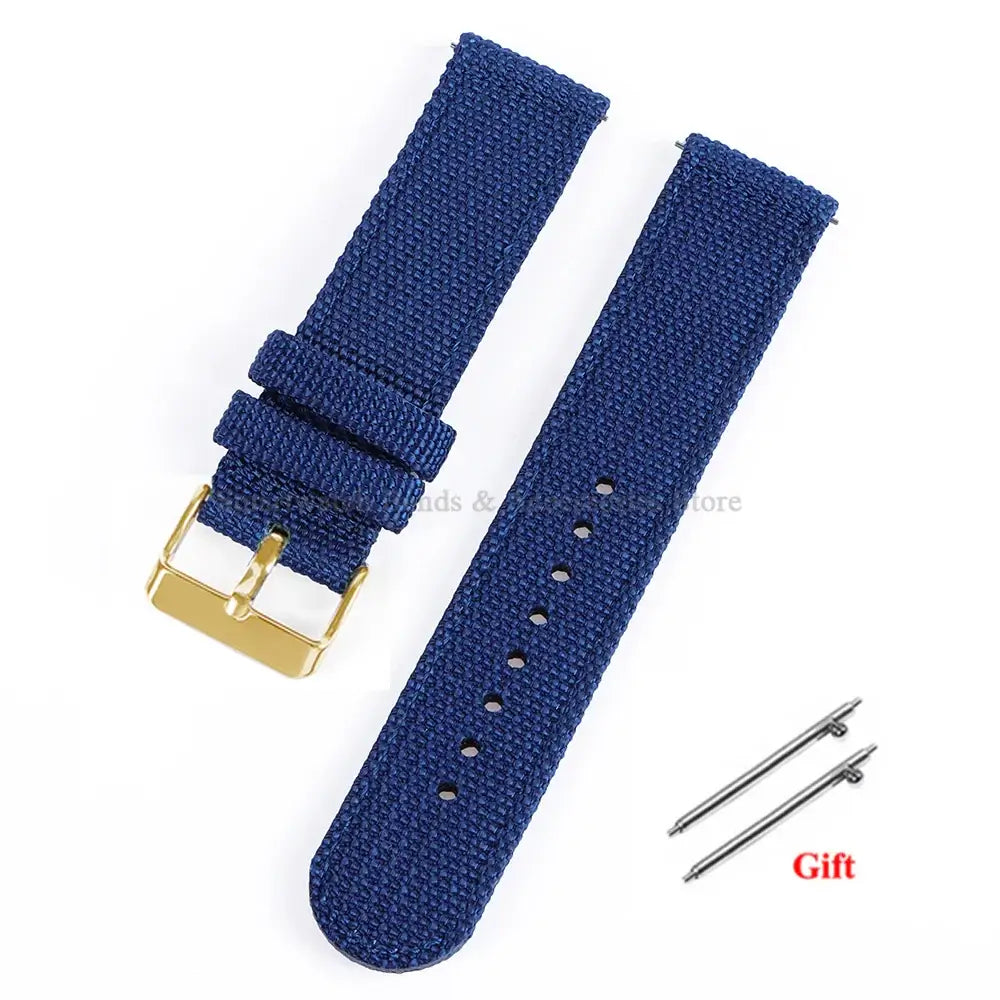 Woven Nylon Band with Buckle Options in Royal Blue / Gold Buckle for compatible Huawei watches