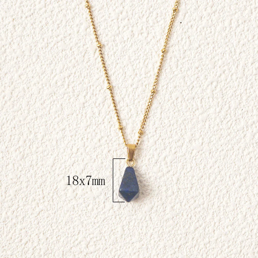 Lapis lazuli drop pendant necklace, gold-tone stainless steel