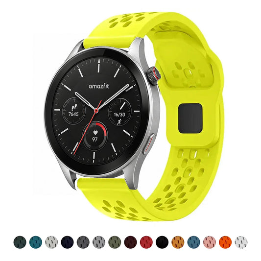 Amazfit neon yellow green perforated silicone band with actual color previews