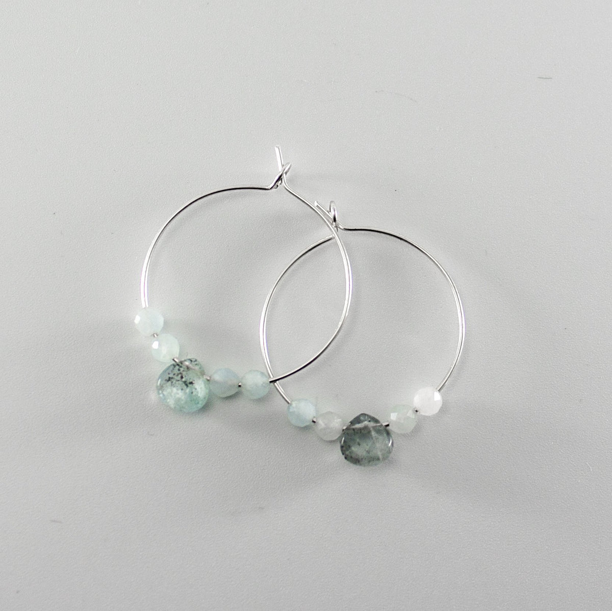 Aquamarine Sterling Silver Hoop Earrings With Gemstone