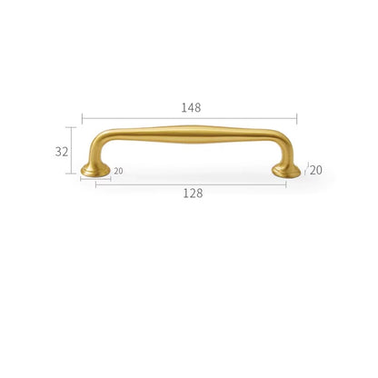 Arched solid brass cabinet pull size diagram, 128mm hole spacing