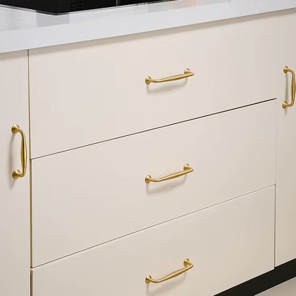 Arched solid brass cabinet pull in brushed brass