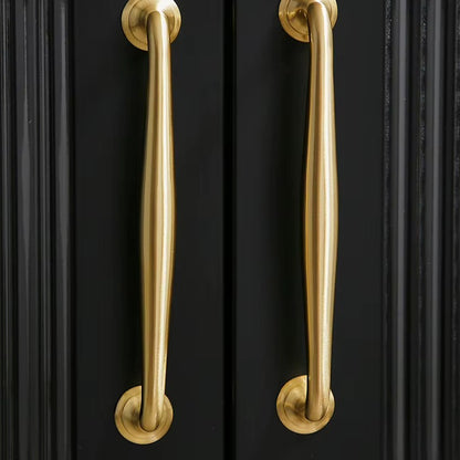 Arched solid brass cabinet pull in brushed brass