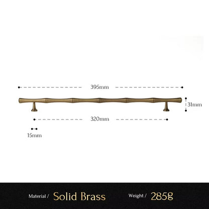 Bamboo solid brass cabinet pull size diagram, 320mm hole spacing