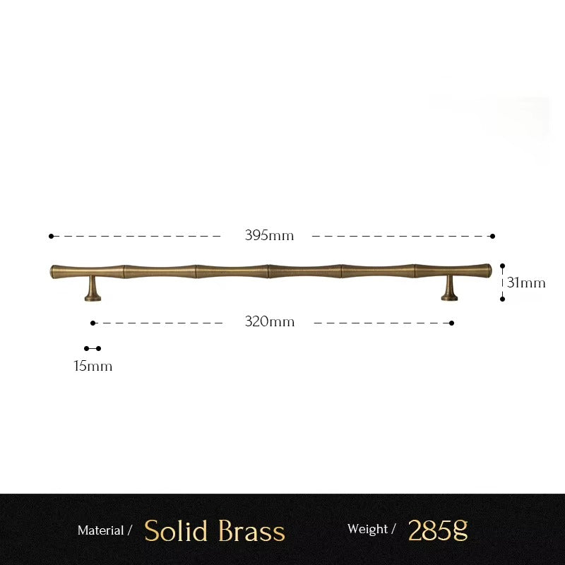 Bamboo solid brass cabinet pull size diagram, 320mm hole spacing