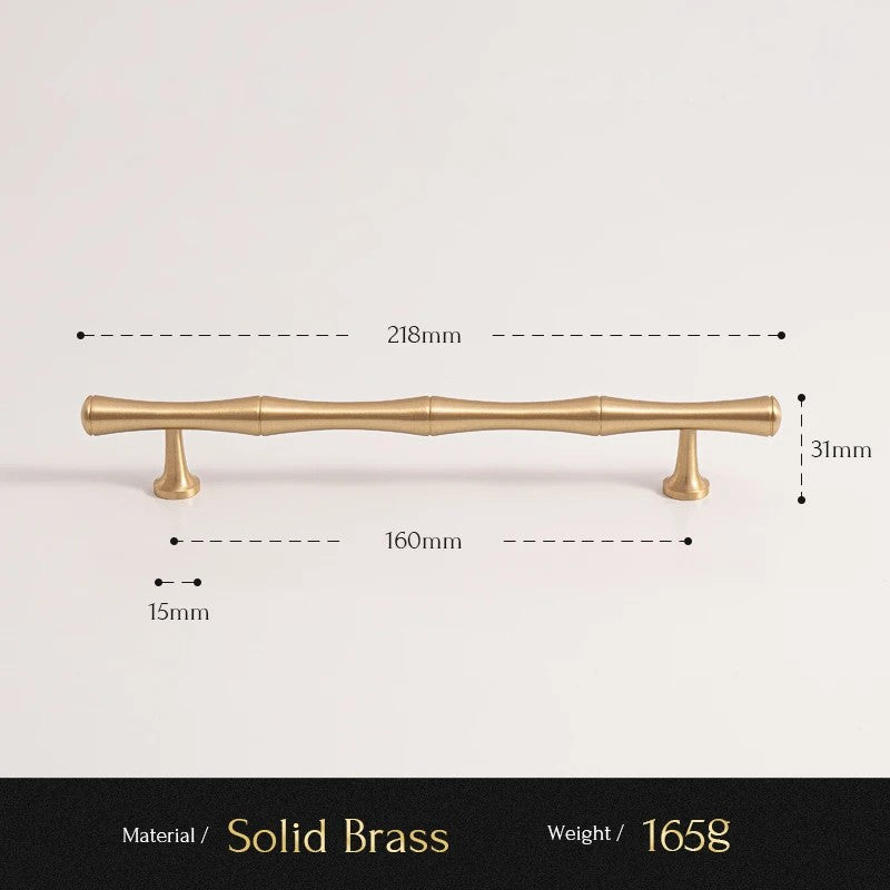 Bamboo solid brass cabinet pull size diagram, 160mm hole spacing