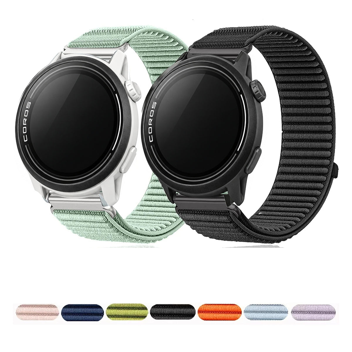COROS PACE & APEX Ribbed Nylon Hook-and-Loop Band, 20 Colors — BandsCo Straps