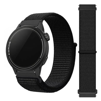 COROS Adjustable Nylon Loop Watch Band in Colors & Camo - Black nylon loop shown with watch