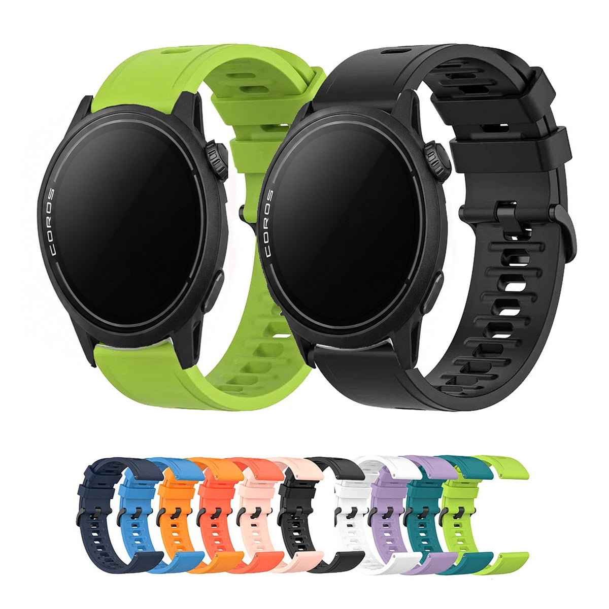 COROS Silicone Sport Watch Band with Black Buckle - Silicone bands with color previews