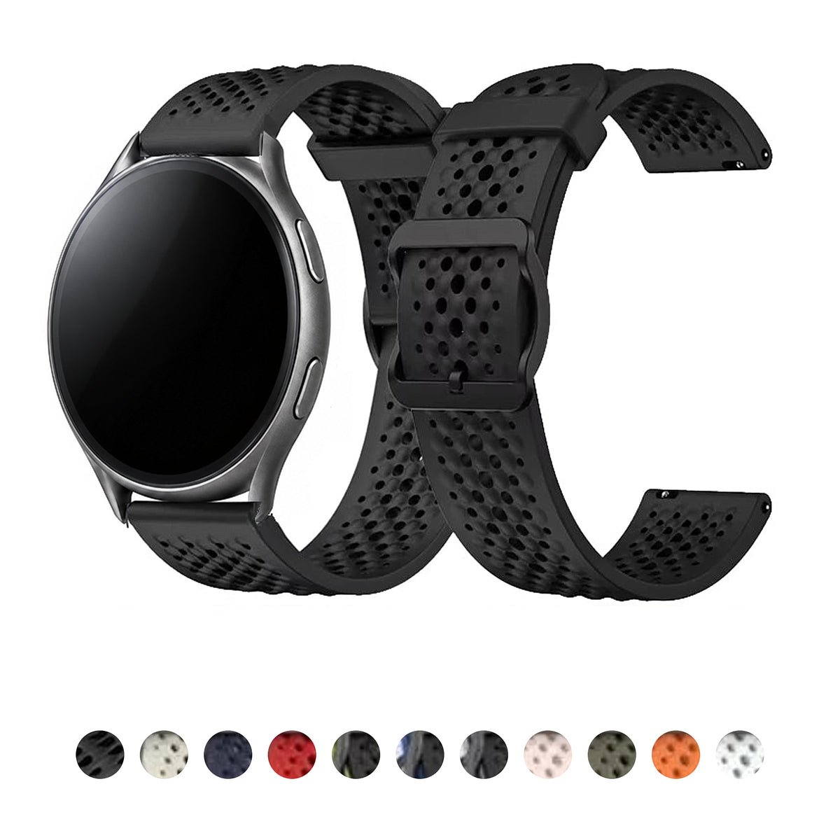 Motorola Moto Watch Silicone Sport Band with Air Holes, Pin Buckle — original band with Moto hero presentation