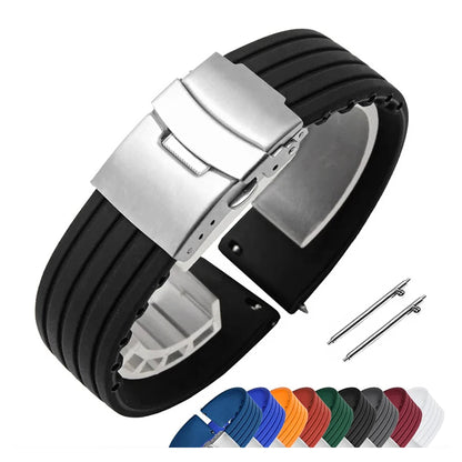 Motorola Moto Watch Silicone Band with Folding Deployment Clasp — original band and real variant previews