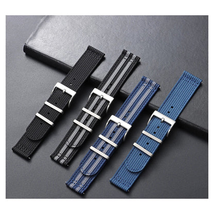 Motorola Moto Watch Ribbed Nylon Two-Piece Band with Keepers — original band and real variant previews