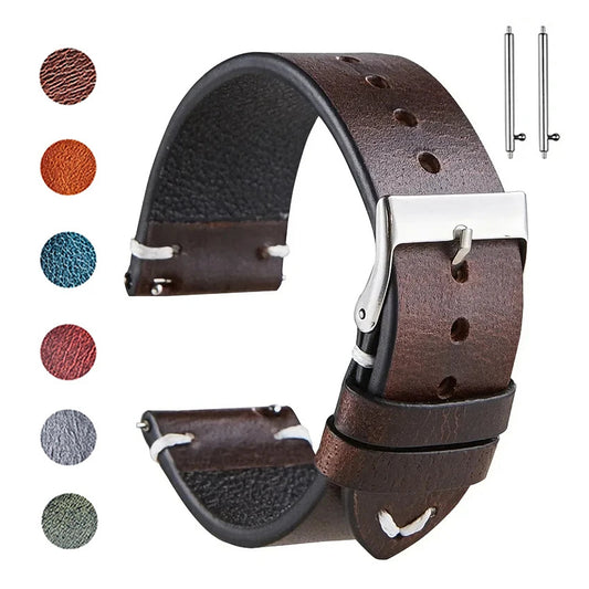 Motorola Moto Watch Oil-Waxed Leather Band, Quick Release — original band and real variant previews
