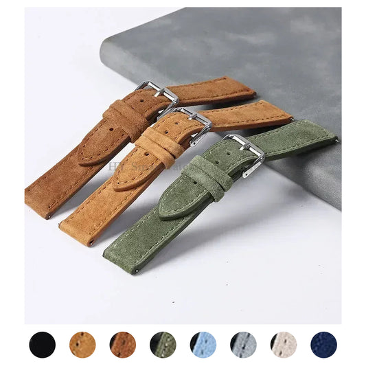 Motorola Moto Watch Vintage Suede Leather Band, Quick Release — original band and real variant previews