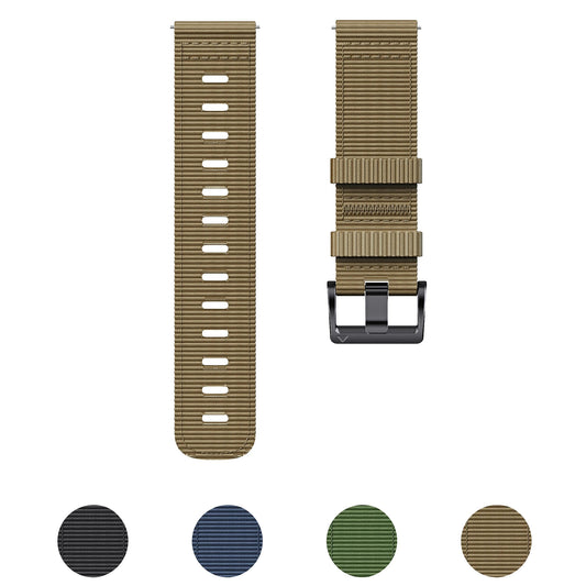Motorola Moto Watch Ribbed Nylon Band with Black Buckle — original band and real variant previews