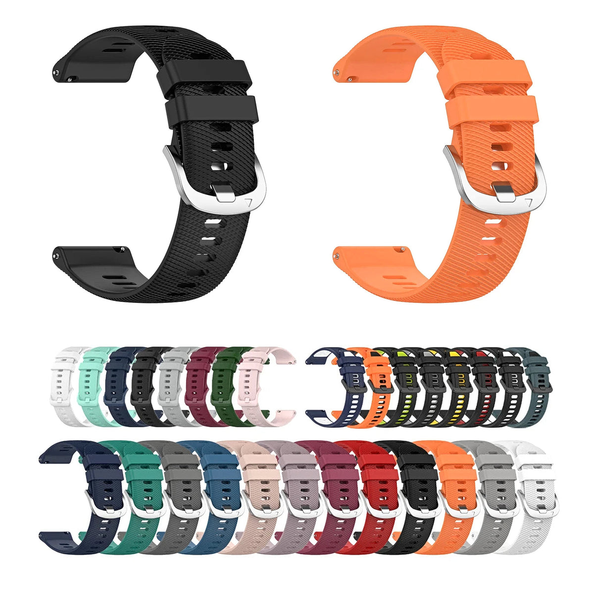 Motorola Moto Watch Twill-Texture Silicone Band, 32 Colors — original band and real variant previews