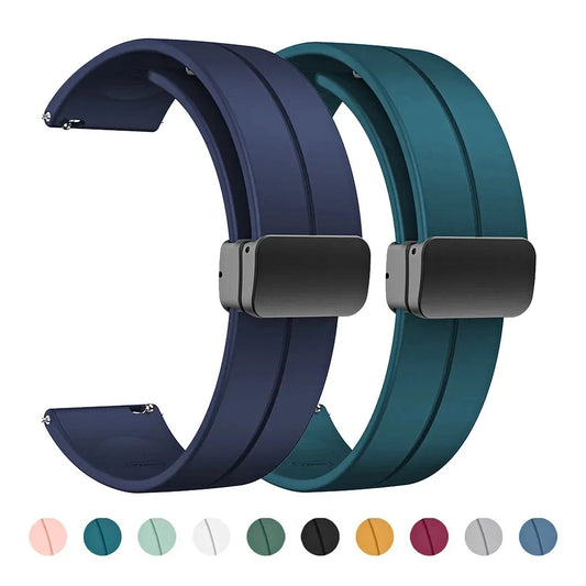Motorola Moto Watch Silicone Band with Magnetic Folding Clasp — original band and real variant previews