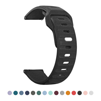 Textured Pin-and-Tuck Silicone Band for Polar – black band with color previews