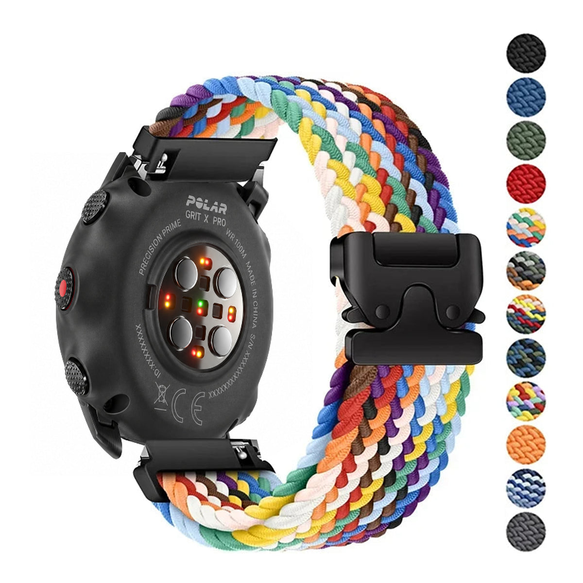 Braided Nylon Clasp Band for Polar – rainbow band and color previews