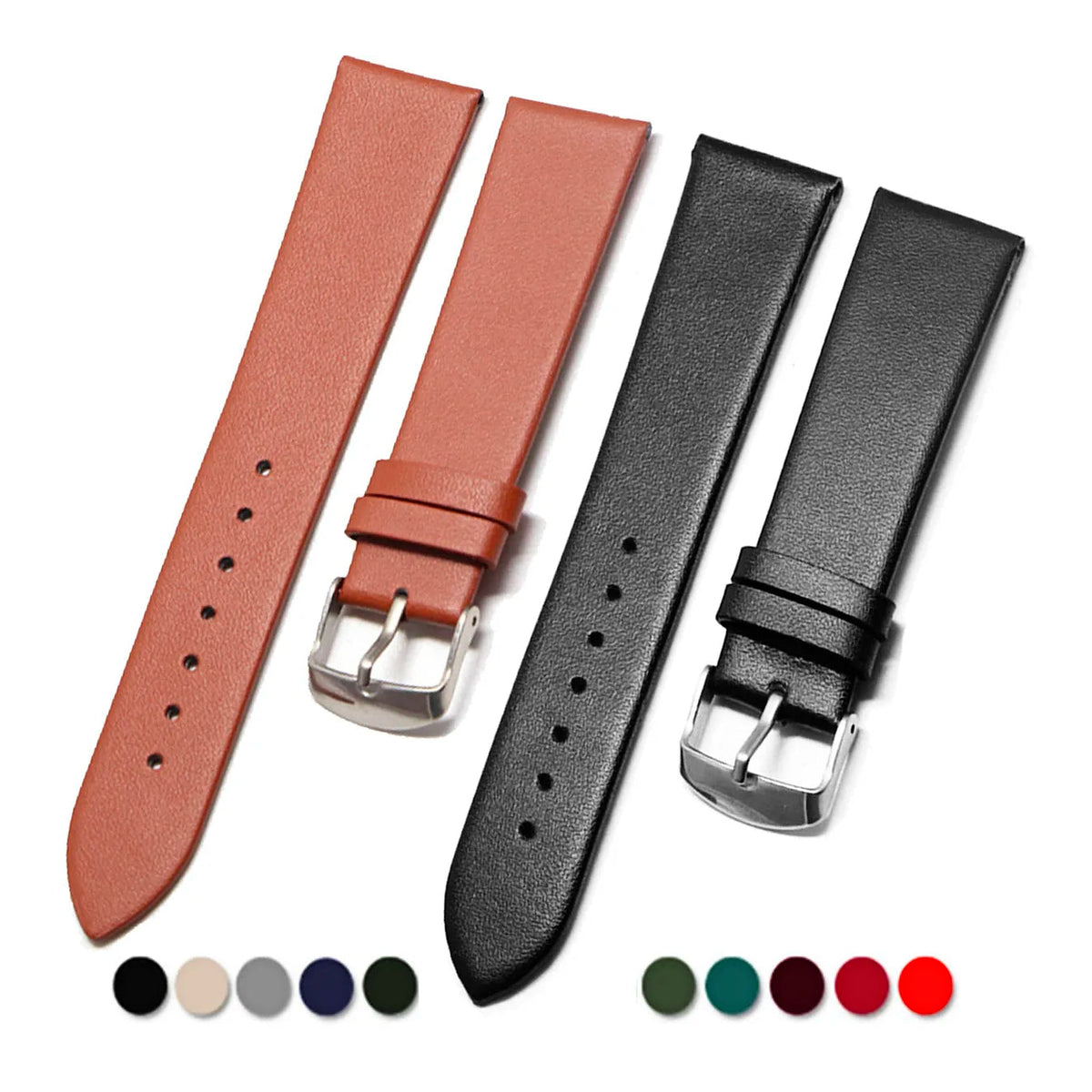 Classic Leather Band for Polar – tan and black bands with color previews