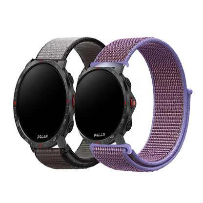 Polar Adjustable Nylon Sport Loop Band – gray and purple woven straps on watches