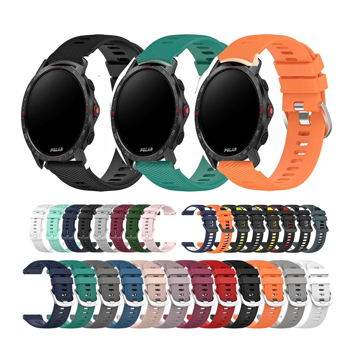 Polar Textured Silicone Band with Color and Buckle Options — Color and buckle selection